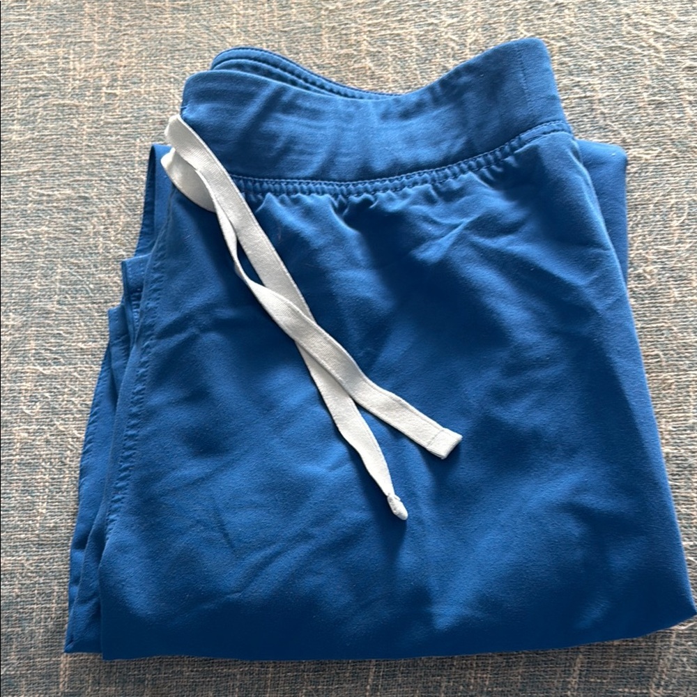 Figs Blue Scrub Pants with White Tie